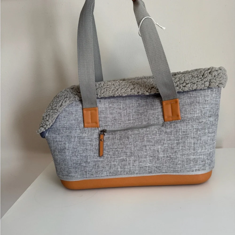 Stylish Gray and Tan Pet Tote Bag